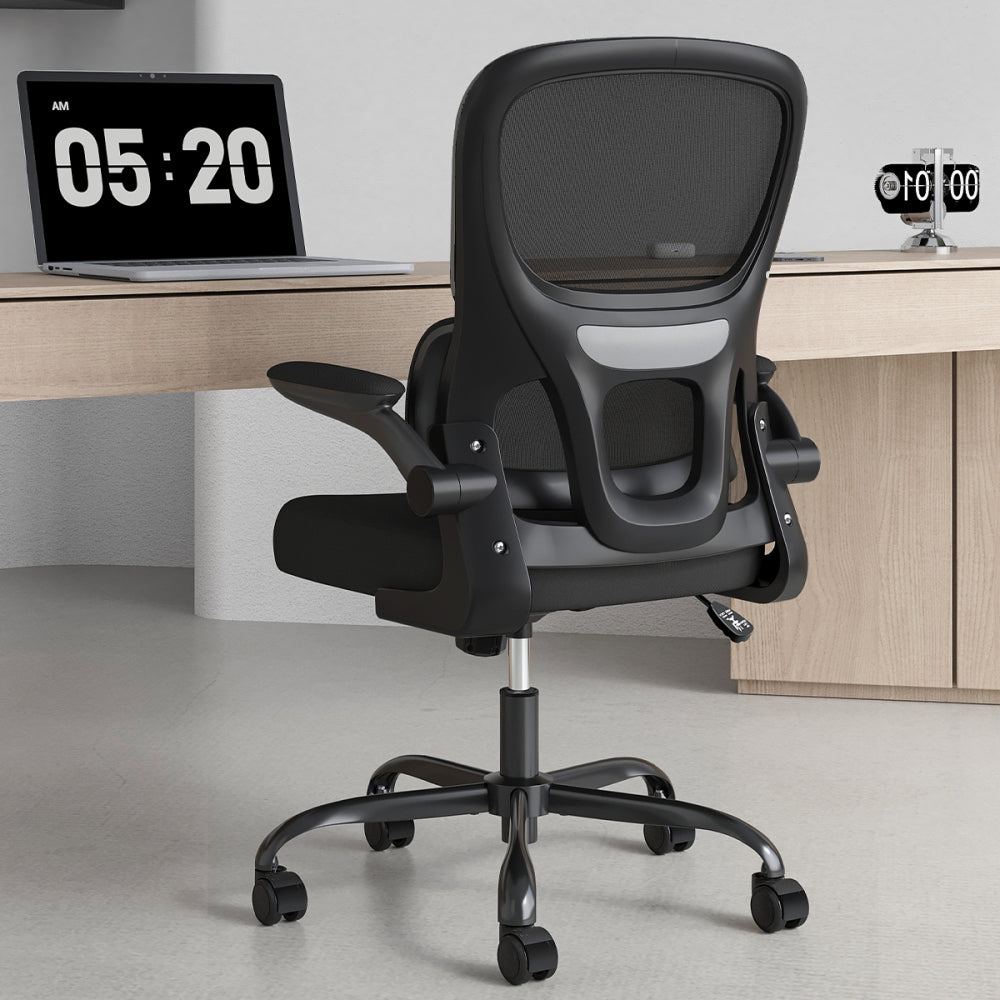 Mesh Ergonomic Office Chair | Tailored Lumbar Support | High-Density Double Mesh Backrest | Flip-Up Armrests | Breathable Elastic Sponge Seat | 90°–120° Tilt + Pneumatic Height Adjustment | 350 lbs | Easy Assembly | Home, Study, Office