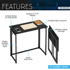 Techni Mobili 31.5" Wide Folding Desk for Small Spaces — No Assembly Required | Quick-Fold Portable Desk | Steel Frame & Particle Board Tabletop | Compact Laptop Workstation | Tray Table for Bedroom, Living Room, Dorm & Office | Black