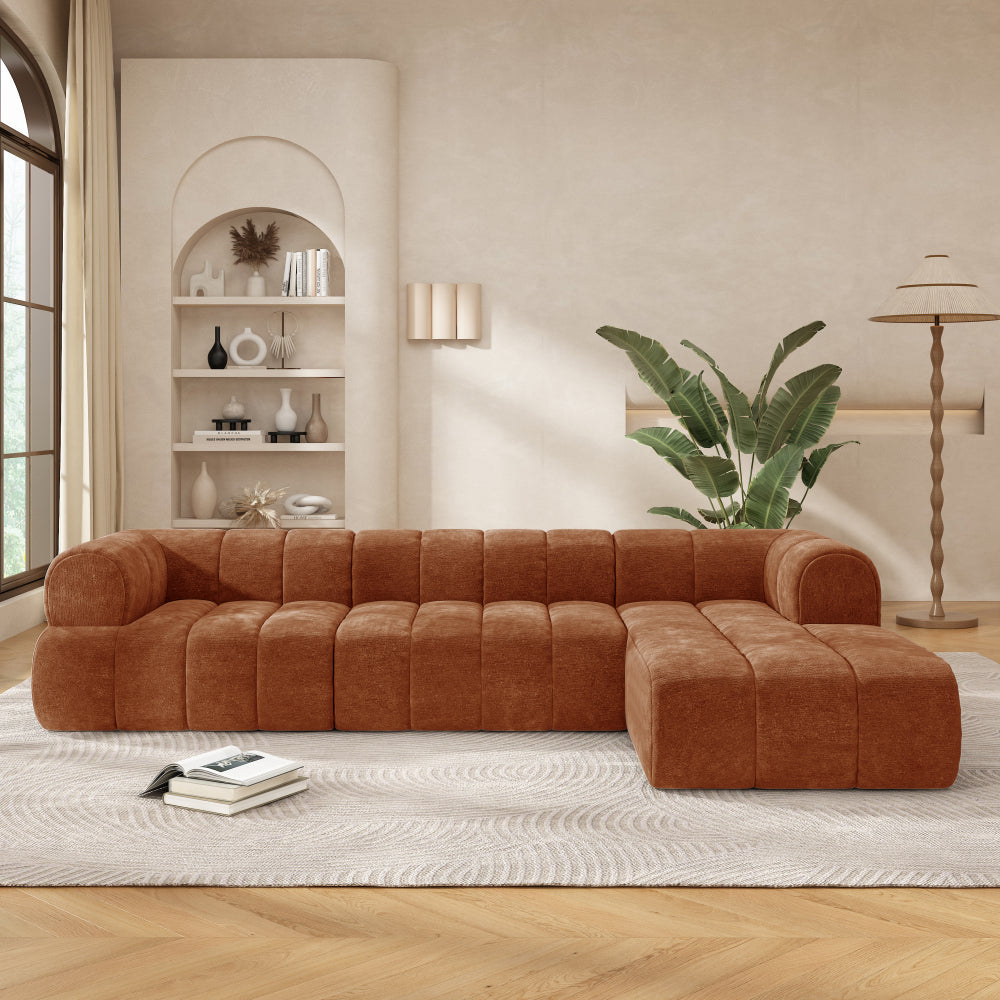 122" Modern L-Shaped Modular Sectional Sofa | 2-Piece Chaise Lounge Set | High-Resilience Fully Compressed Foam | No Internal Wood Frame | Stain & Pilling Resistant | No Assembly Required | Living Room, Bedroom, Home Office | Beige/Gray/Espresso/Oran