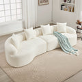 110" Curved Boneless Sectional Sofa 4-Seat | Chenille Upholstery | High-Density Foam & Spring | Flared Arms Pillow Back | No Assembly Required | Child & Pet Friendly | White/Gray/Beige/Green/Orange/Navy/Caramel/Black