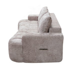 100" Extra Large Curved Front Sofa | 3-Seat Cloud-Like Boucle Sectional Couch | Vertical Channel Tufted | High-Resilience Compressed Foam | No Assembly | Easy to Move & Ship | Living Room, Apartment, Condo | White/Camel