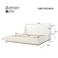 Queen/King Size Luxury Wingback Platform Bed | Splash-Resistant Boucle Fabric | High-Elasticity Foam Padding | Solid Rubberwood Frame | 800 lbs | No Box Spring Needed | White