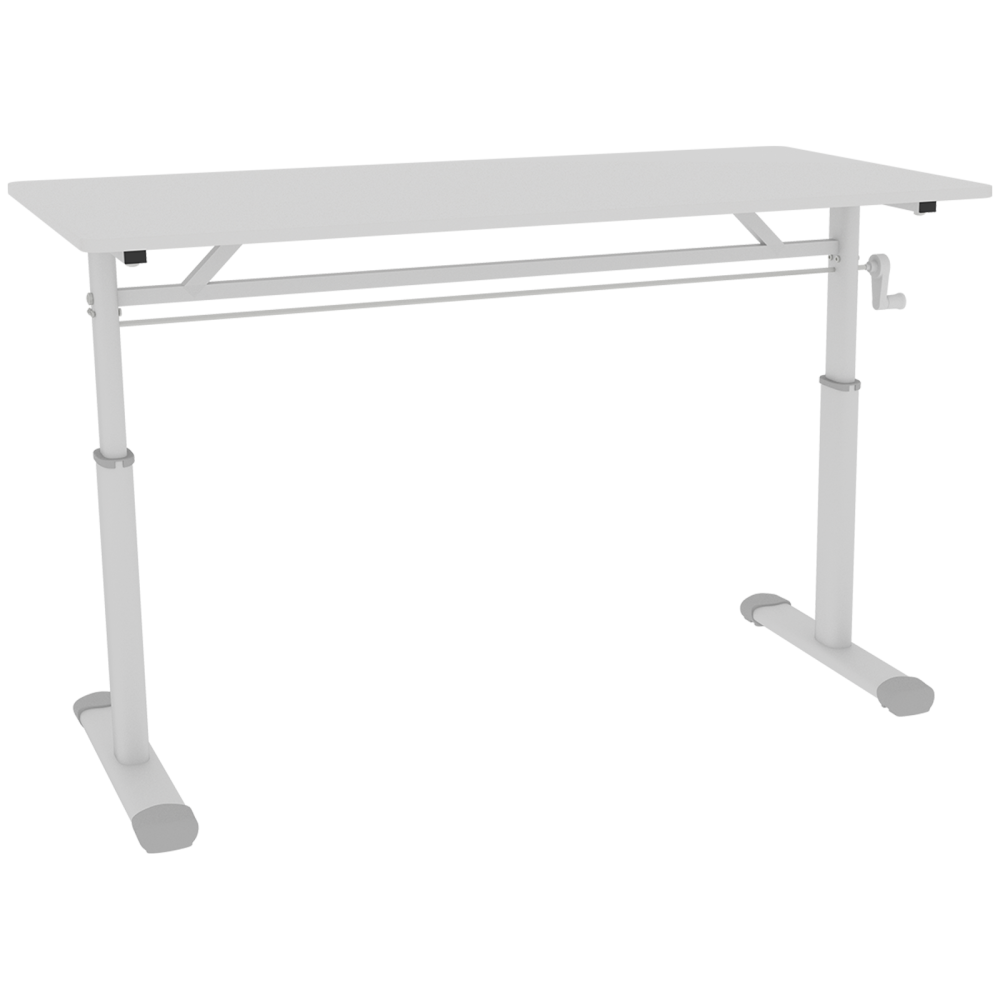 Height-Adjustable Standing Desk — 39" Manual Crank Sit-Stand Desk for Kids & Adults | Ergonomic Home Office Study Table | Sturdy Dual-Column Frame | No Electricity Needed | Compact Minimalist Design | White