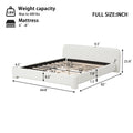 White Boucle Upholstered Low Profile Platform Bed | Birch & Engineered Hardwood Frame | 400-600 lbs | No Box Spring Needed | Full / Queen / King