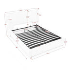 Queen/King Size Gas Lift Storage Bed | Vertical Striped Rabbit Fur Upholstered | Hydraulic Under-Bed Storage | 500 lbs | Eucalyptus Wood Frame | Silent Mechanism | Easy Assembly | Beige