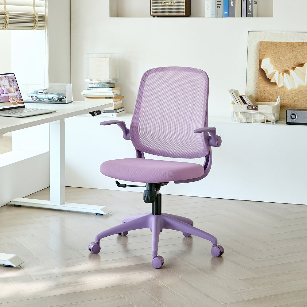 Ergonomic High-Back Mesh Office Chair | 350 lbs Capacity | Flip-Up Armrests | 10-Layer Curved Molded Foam Seat | Butterfly Upright Lock | SGS Class 3 Gas Lift | Fireproof | Home Office | Purple/Yellow/Green/Blue/Red