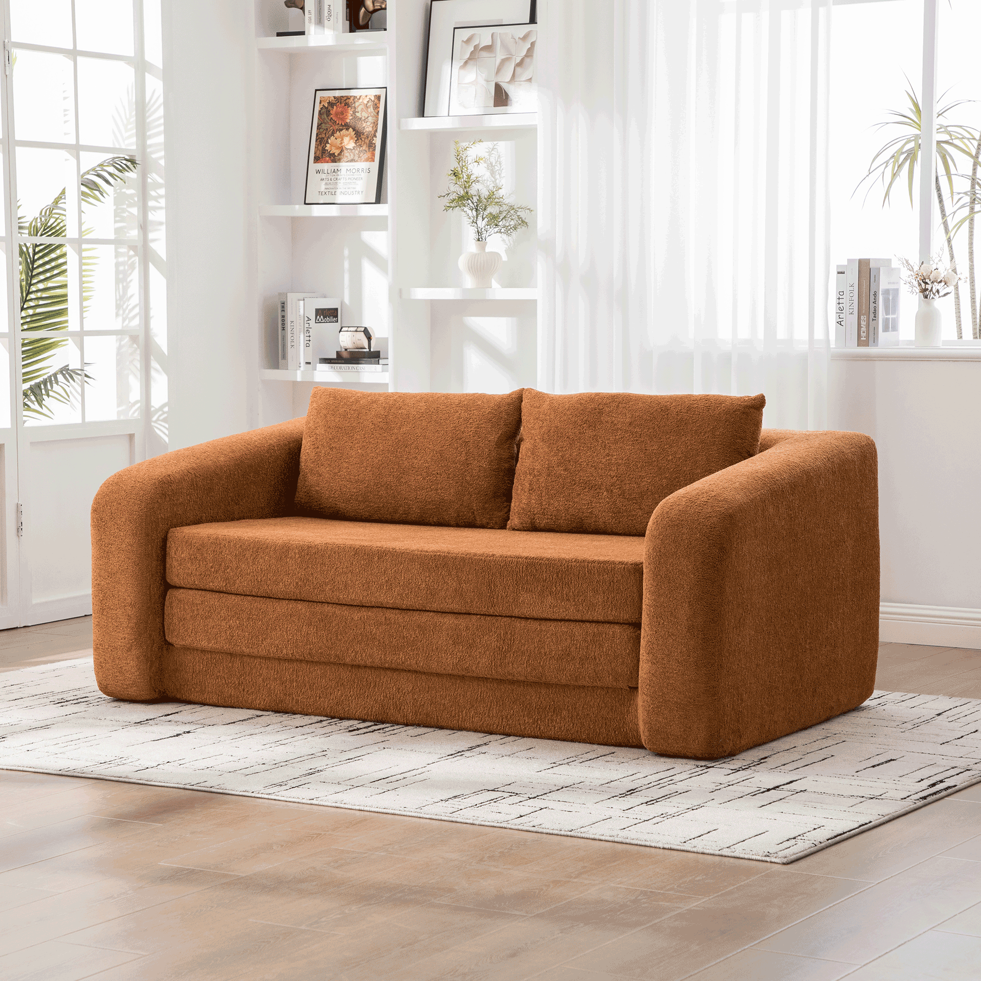 71" 2-in-1 Pull Out Foldable Loveseat Sofa Bed