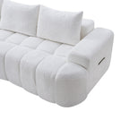 100" Extra Large Curved Front Sofa | 3-Seat Cloud-Like Boucle Sectional Couch | Vertical Channel Tufted | High-Resilience Compressed Foam | No Assembly | Easy to Move & Ship | Living Room, Apartment, Condo | White/Camel