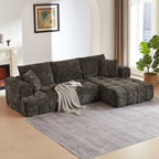 108" Luxury Chenille L-Shape Sectional Sofa | 4-Seat Oversized Couch | Tufted Surface | Sponge + Pocket Spring Support | Right Hand Facing | No Assembly Required | Living Room, Apartment, Reception | Dark Blue/Orange/Khaki/Brown/Dark Green/Dark Gray