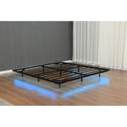 Queen/King Size Floating Metal Platform Bed | Hidden LED Underglow App & Remote Control | 10 Slats + 4 Cross Frames + 6 Steel Legs | 1000 lbs | No Box Spring Needed | Black