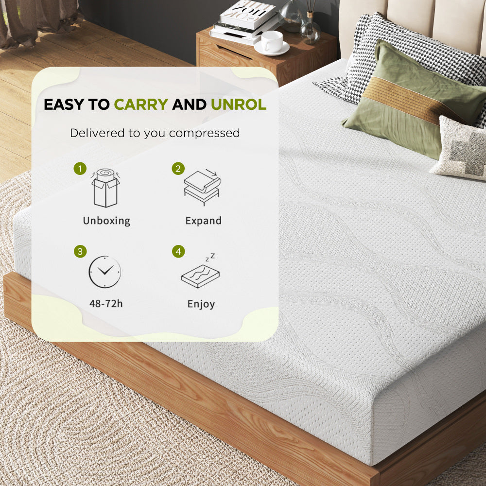 Twin/Full/Queen/King | 12" Memory Foam Mattress | Cooling Green Tea Gel | Dual-Layer High-Density Foam | Removable Washable Cover | CertiPUR-US Certified | Bedroom, Guest Room, Dorm | White