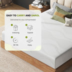 Twin/Full/Queen/King | 12" Memory Foam Mattress | Cooling Green Tea Gel | Dual-Layer High-Density Foam | Removable Washable Cover | CertiPUR-US Certified | Bedroom, Guest Room, Dorm | White