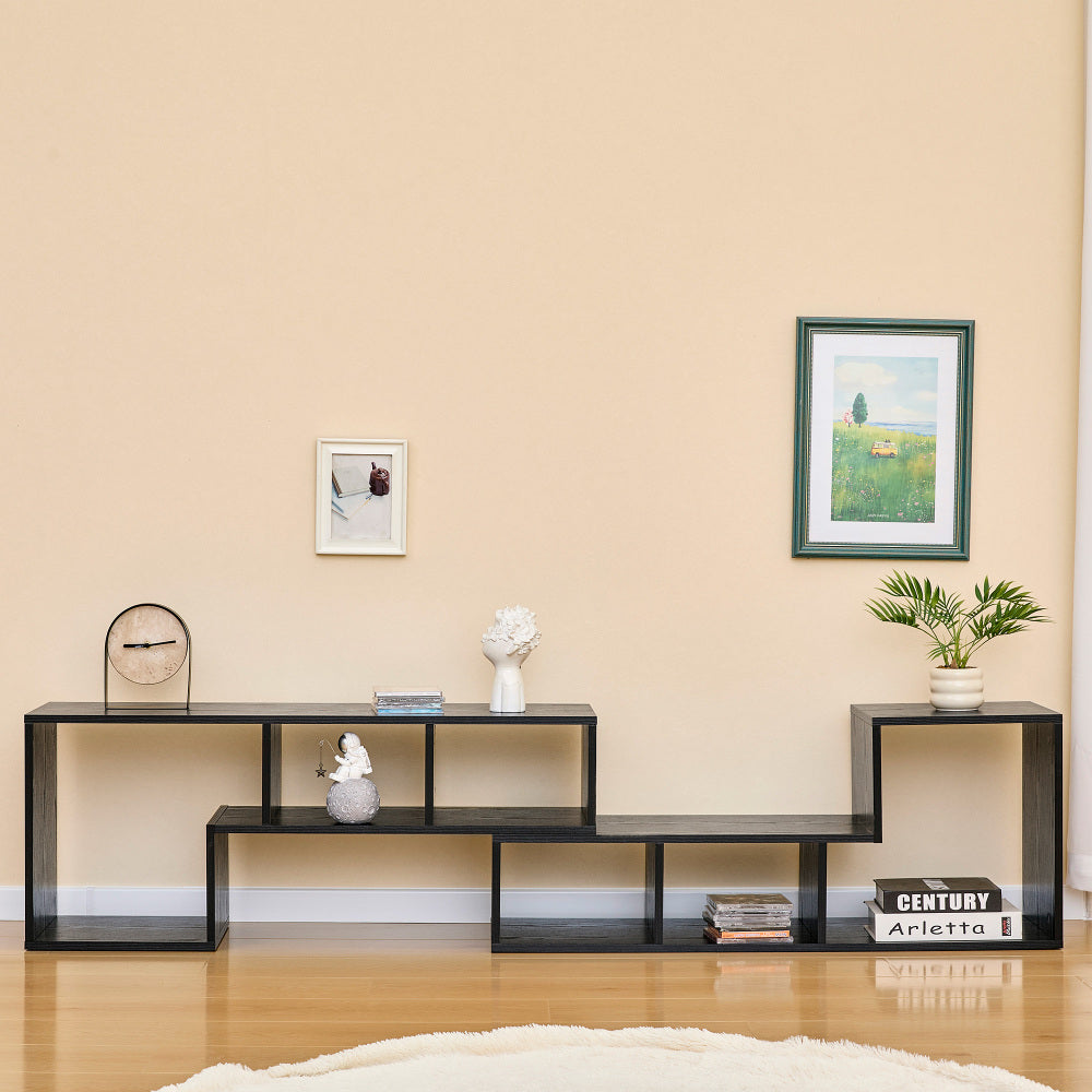 Modern Black Wood Grain MDF TV Stand