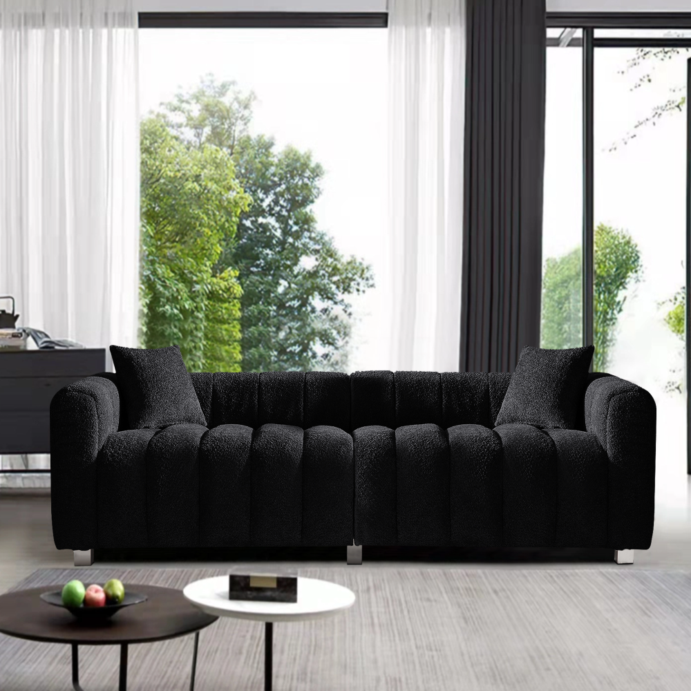 83.46" Modern Bubble Modular 3-Seat Velvet Sofa