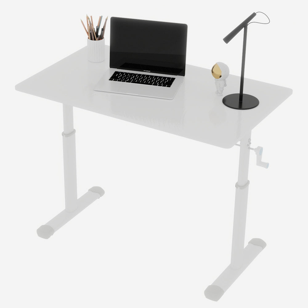 Height-Adjustable Standing Desk — 39" Manual Crank Sit-Stand Desk for Kids & Adults | Ergonomic Home Office Study Table | Sturdy Dual-Column Frame | No Electricity Needed | Compact Minimalist Design | White