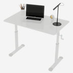 Height-Adjustable Standing Desk — 39" Manual Crank Sit-Stand Desk for Kids & Adults | Ergonomic Home Office Study Table | Sturdy Dual-Column Frame | No Electricity Needed | Compact Minimalist Design | White