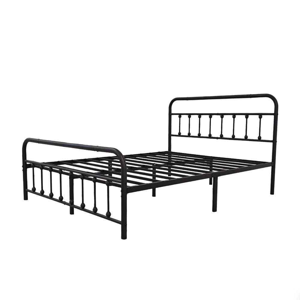 Twin/Full/Queen Size Metal Platform Bed Frame | Classic Spindle Headboard & Footboard | Reinforced Sturdy Structure | Ample Under-Bed Storage | No Box Spring Needed | Black/Charcoal Gray/White