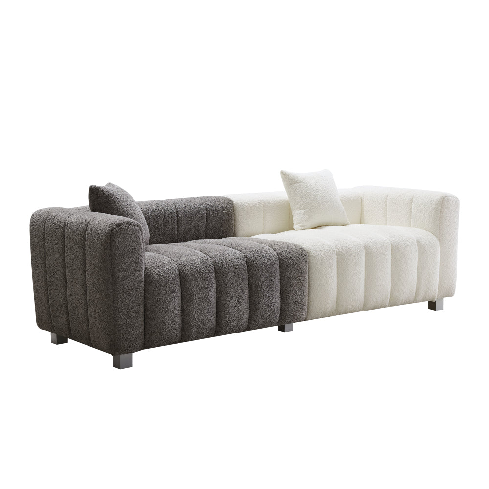 83.46" Modern Bubble Modular 3-Seat Velvet Sofa | Ergonomic Cushion Back Design | High-Density Foam Fill | Sturdy Wood Frame + 6 Metal Legs | 750 lbs Capacity | Versatile Configuration | Living Room, Bedroom | White-Gray/Blue/Pink/Black/Gray/Green/Wh