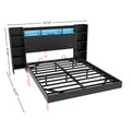 Full/Twin Size Floating Platform Bed | Bookcase Storage Headboard with LED Lights | 2 Outlets 1 USB 1 Type-C Charging | 4-Tier Side Shelves | 1000 lbs Heavy Duty Metal | No Box Spring | Black