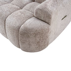 100" Extra Large Curved Front Sofa | 3-Seat Cloud-Like Boucle Sectional Couch | Vertical Channel Tufted | High-Resilience Compressed Foam | No Assembly | Easy to Move & Ship | Living Room, Apartment, Condo | White/Camel