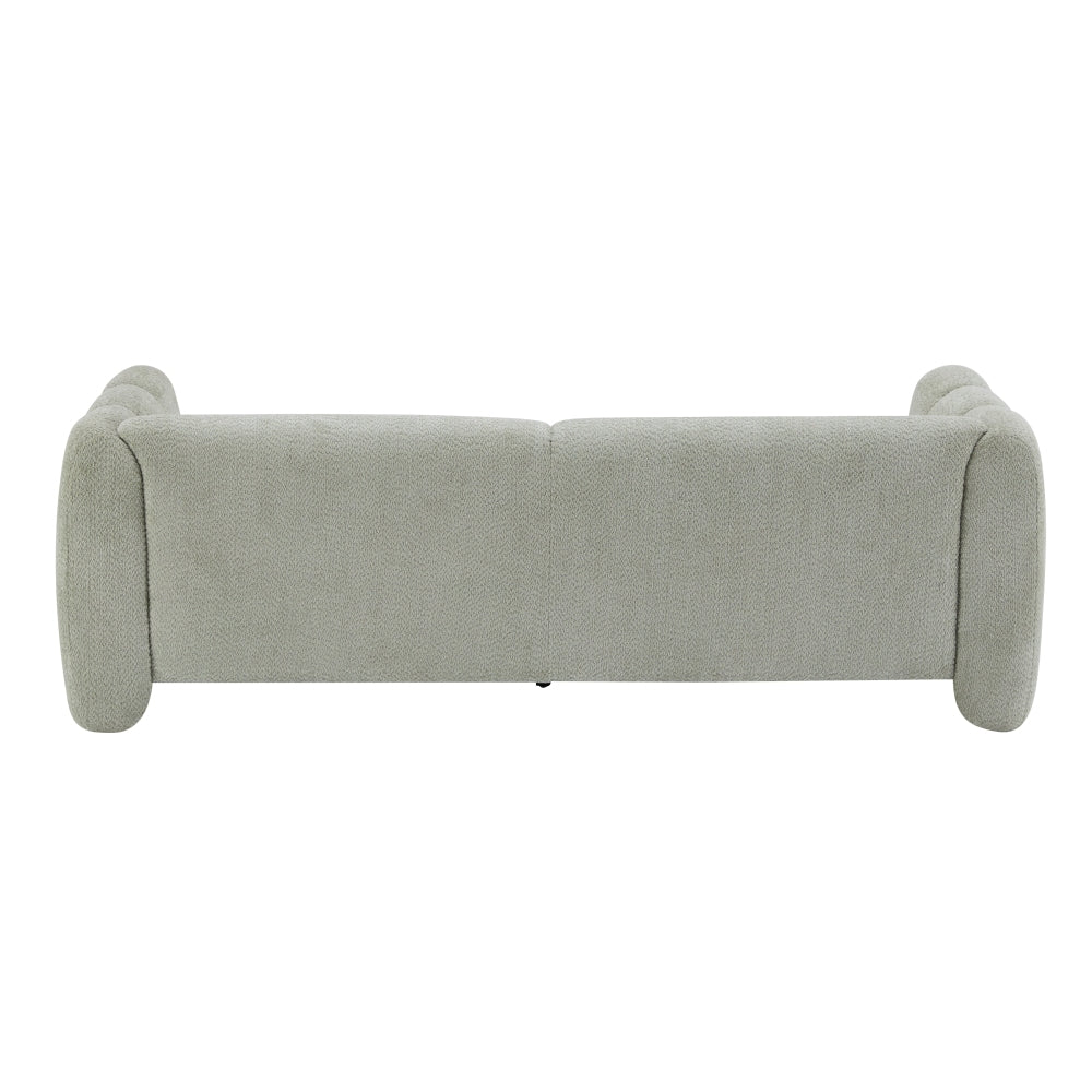83" Modern Wave Design 3-Seat Boucle Sofa | Graceful Curved Silhouette | High-Resilience Foam + Thickened Cushions | Sturdy Wood Frame | 900 lbs Capacity | Living Room, Bedroom, Apartment | Light Green/Beige/Camel