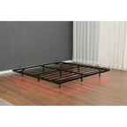 Queen/King Size Floating Metal Platform Bed | Hidden LED Underglow App & Remote Control | 10 Slats + 4 Cross Frames + 6 Steel Legs | 1000 lbs | No Box Spring Needed | Black