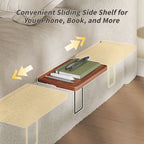 Queen/King Size Cloud Upholstered Platform Bed | Adjustable Sliding Side Shelves | Sherpa Chenille Fabric | CertiPUR-US & OEKO-TEX Certified Foam | Anti-Collision Low Profile | No Box Spring Needed | Off White