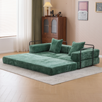 3-Seat Convertible Floor Sofa Bed | Foldable Armrest & Backrest | Premium Chenille + Memory Foam | Pillow Back Support | No Assembly Required | Multi-Occasion | Light Gray/Dark Gray/Dark Green/Baby Blue/Orange