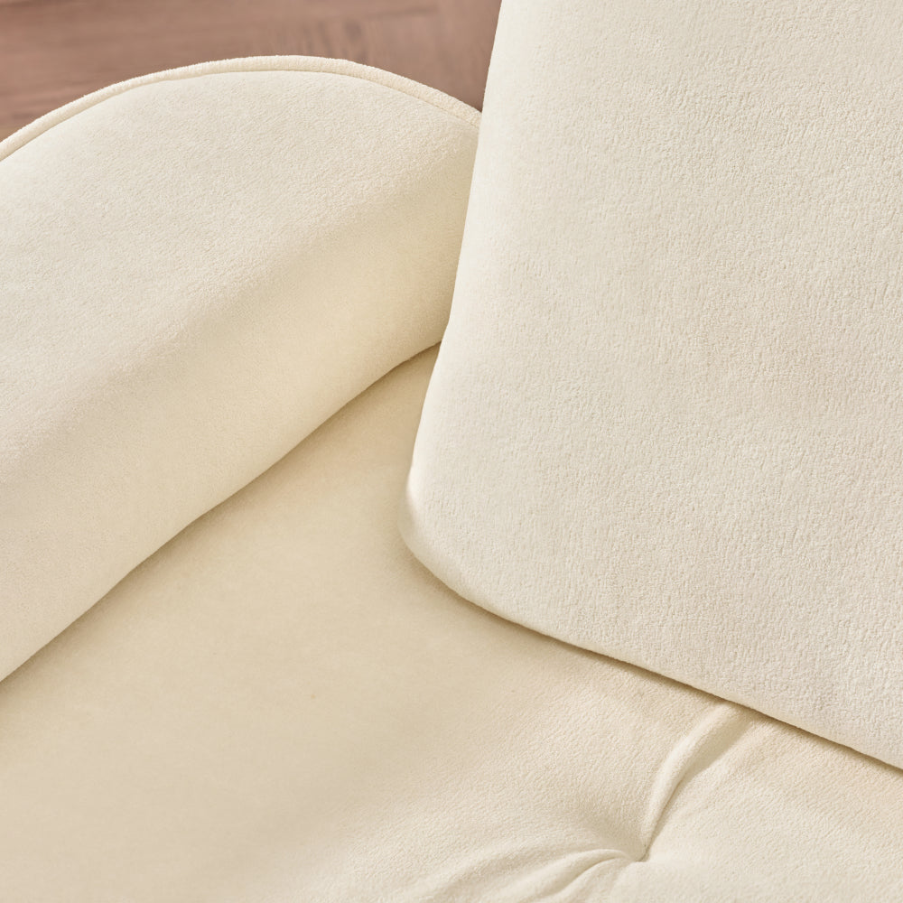 103" Deep Seat 3-Seater Sofa | 24" Extra Deep Cushions | Cloud Velvet Polyester Fabric | Solid Eucalyptus Frame & Wood Legs | 4 Pillows Included | 600 lbs | Pillow Top Arms | Beige / Green / Brick Red