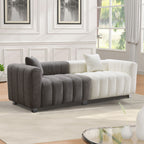 83.46" Modern Bubble Modular 3-Seat Velvet Sofa | Ergonomic Cushion Back Design | High-Density Foam Fill | Sturdy Wood Frame + 6 Metal Legs | 750 lbs Capacity | Versatile Configuration | Living Room, Bedroom | White-Gray/Blue/Pink/Black/Gray/Green/Wh