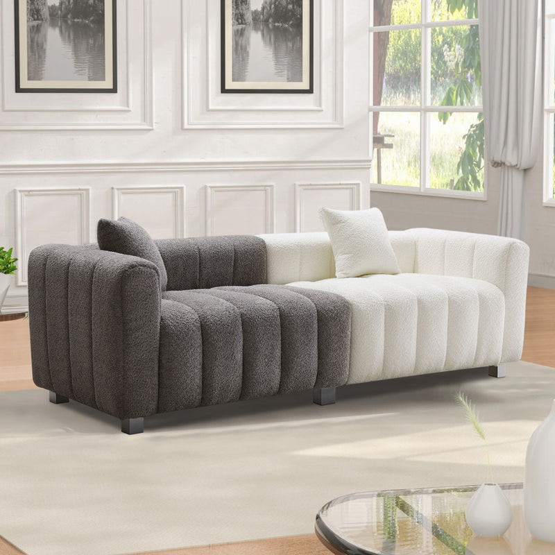 83.46" Modern Bubble Modular 3-Seat Velvet Sofa | Ergonomic Cushion Back Design | High-Density Foam Fill | Sturdy Wood Frame + 6 Metal Legs | 750 lbs Capacity | Versatile Configuration | Living Room, Bedroom | White-Gray/Blue/Pink/Black/Gray/Green/Wh