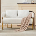 Modern Loveseat Sofa | Luxurious Gold Square Metal Legs | High-Rebound Foam + Ergonomic Design | Teddy/Velvet Upholstery | Dressing Area, Reception Room, Office, Living Room | White/Black/Pink/Green/Gray/Lilac