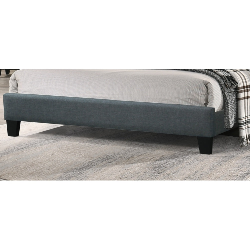 Queen Size Upholstered Platform Bed | Square Tufted Linen-Like Polyfiber Headboard | Particle Board & Rubberwood Frame | Footboard Included | No Box Spring Needed | Charcoal / Gray
