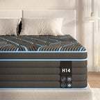 Queen/King — 10" Hybrid Medium Firm Mattress | Individually Pocketed Innerspring + Memory Foam | Breathable Knitted Cover | Enhanced Airflow | CertiPUR-US Certified | Bedroom | Black/Blue