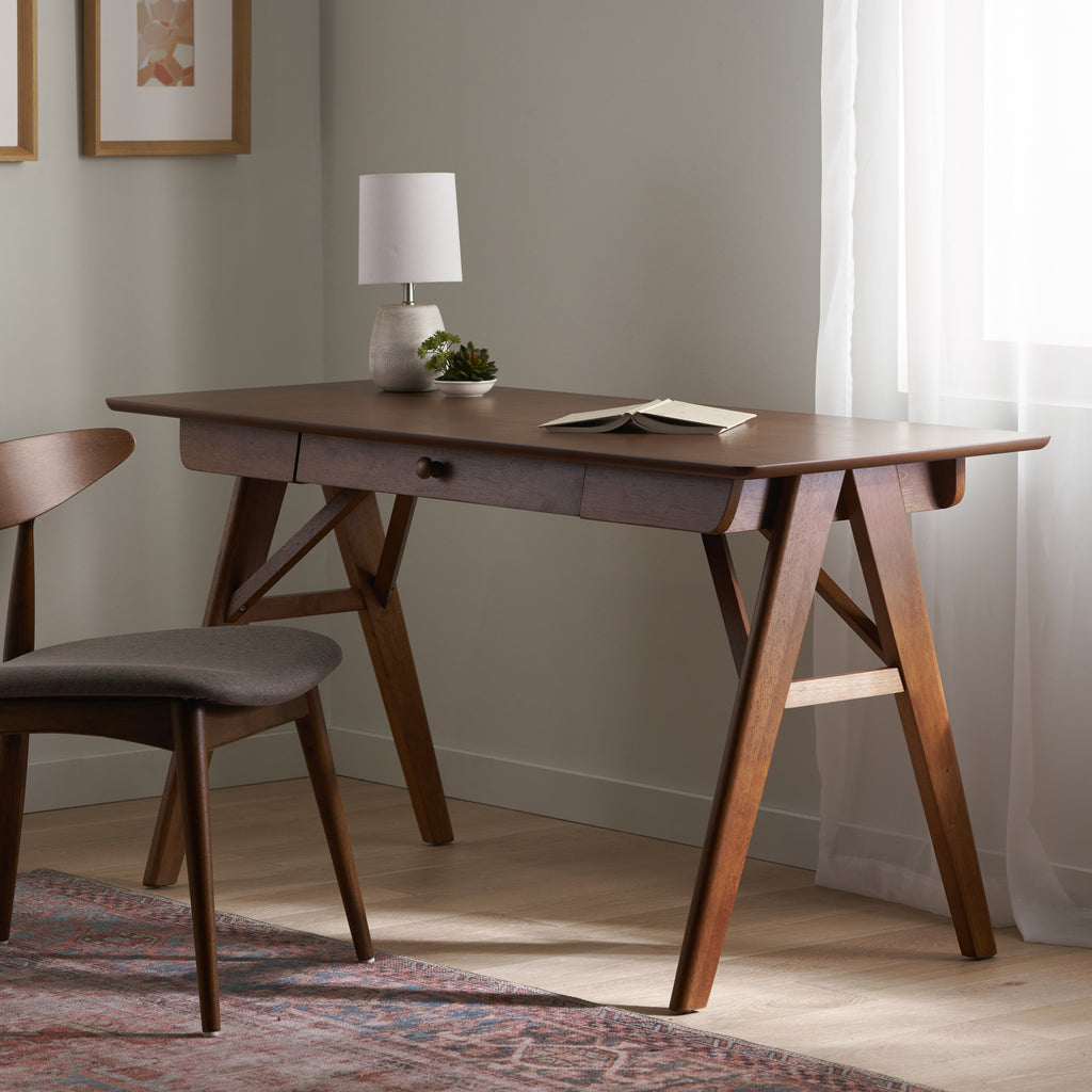 Wood Desk with Drawers