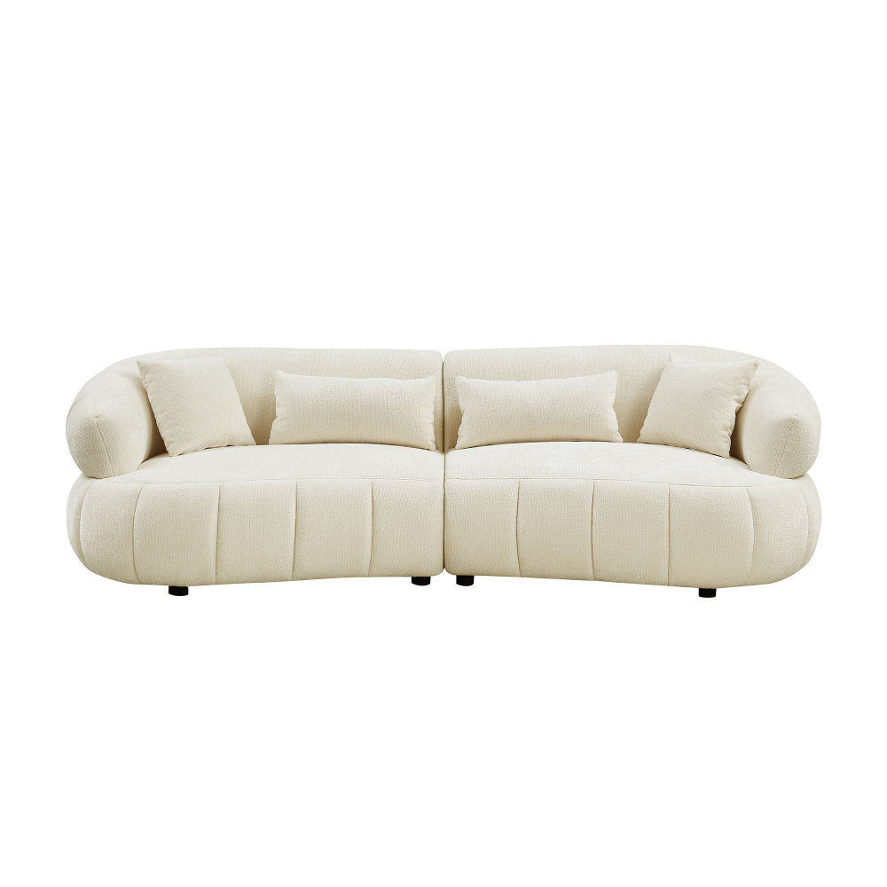 102.36 inch Cloud-Like Sofa,Modern Sectional Curved Sofa,Textured Fabric Couch,Upholstered  4-Seat Comfy Sofa for Living Room,Beige