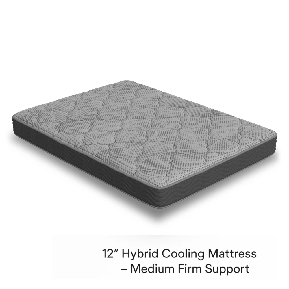 Twin/Queen/King — 12" Hybrid Medium Firm Mattress | Pocketed Coil Innerspring + Cooling Gel + Memory Foam | Knitted Breathable Top Panel | Low Motion Transfer | CertiPUR-US Certified | Bedroom | Black/Gray