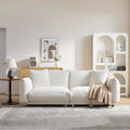87.4" Sherpa Cloud 3-Seater Loveseat Sofa | Precision-Tailored Stitching | High-Density Foam Fill | Solid Hardwood Frame with Reinforced Joints | Stain-Resistant Velvet | 2 Pillows Included | White / Beige