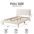 Full/Queen/King Size Teddy Bear Plush Platform Bed | 3-Level Adjustable Headboard | EVA Silent Slats | Heavy Duty Metal Frame | No Box Spring | Easy Assembly | Beige
