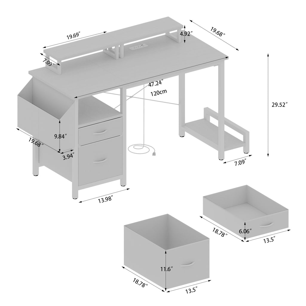 47.3"office desk with power outlet