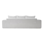 100" Extra Large Curved Front Sofa | 3-Seat Cloud-Like Boucle Sectional Couch | Vertical Channel Tufted | High-Resilience Compressed Foam | No Assembly | Easy to Move & Ship | Living Room, Apartment, Condo | White/Camel