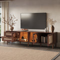 Rattan TV Stand with 3 Cabinets & 2 Drawers