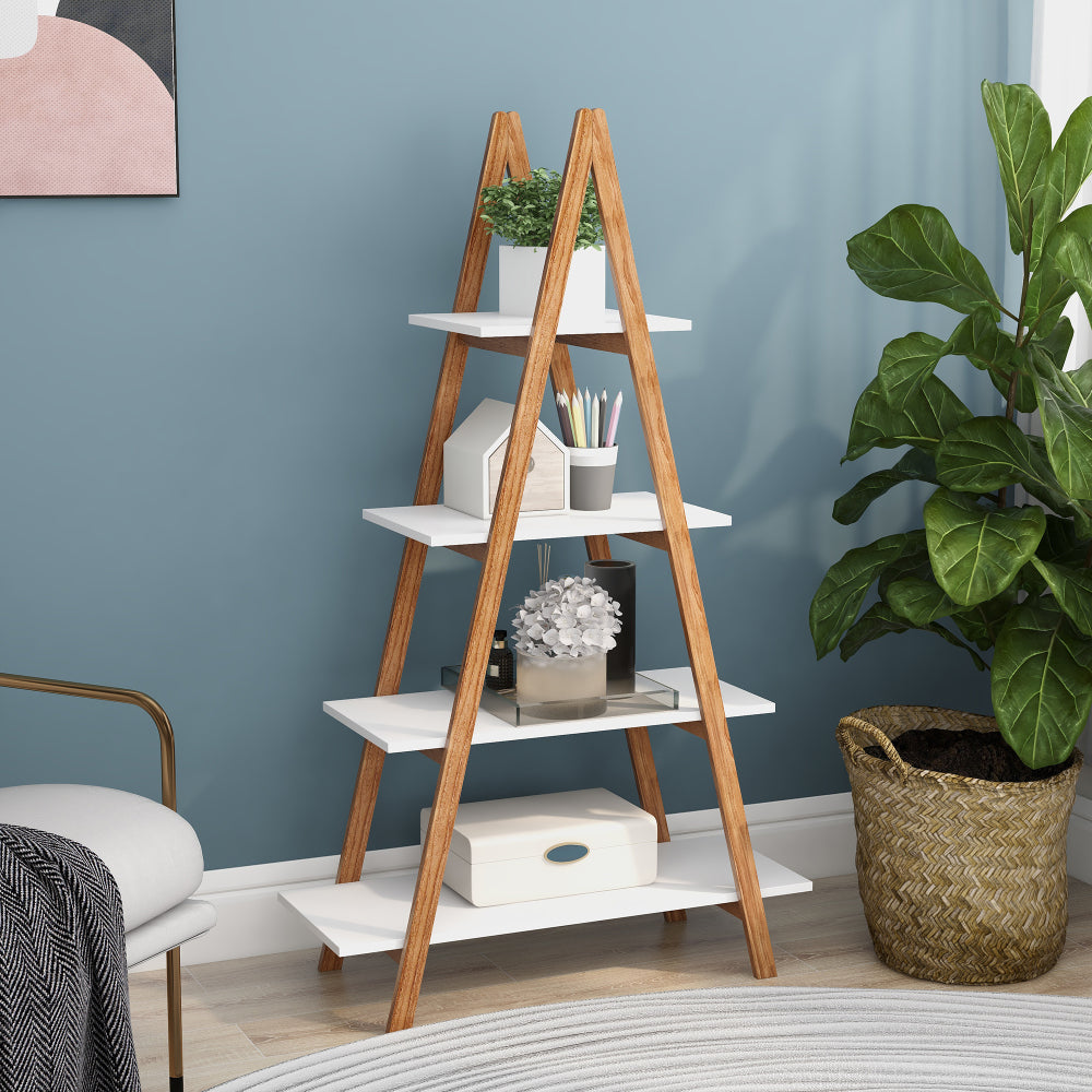Solid bamboo wood oxford "A" frame ladder display