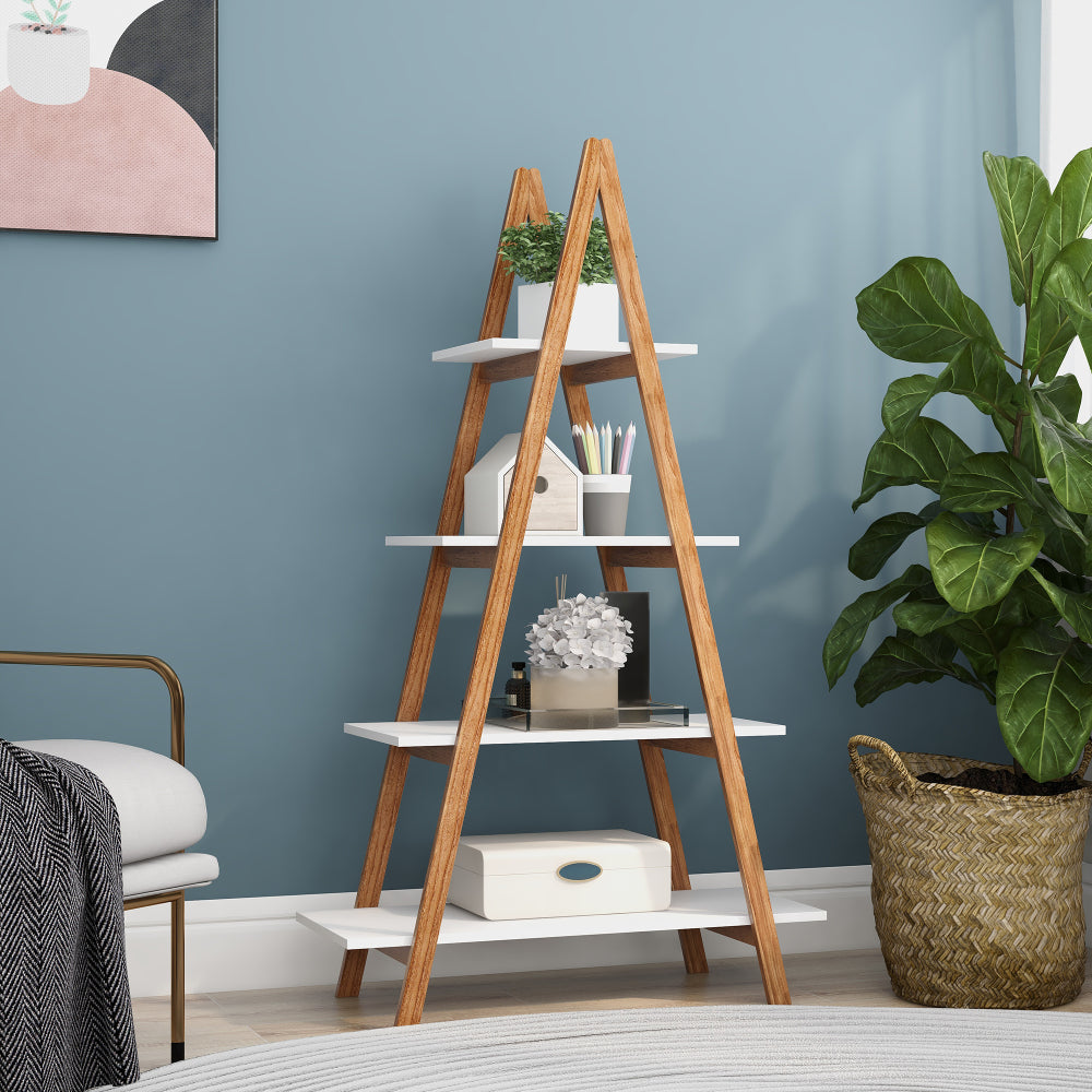 Solid bamboo wood oxford "A" frame ladder display