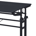 Rolling Writing Desk with Height-Adjustable Desktop | Moveable Riser Shelf | Front Locking Wheels | Integrated Cup & Headphone Holders | Carbon Fiber-Like Particle Board Top | 110 lbs Capacity | 5-Year Warranty | Home Office | Black