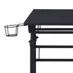 Rolling Writing Desk with Height-Adjustable Desktop | Moveable Riser Shelf | Front Locking Wheels | Integrated Cup & Headphone Holders | Carbon Fiber-Like Particle Board Top | 110 lbs Capacity | 5-Year Warranty | Home Office | Black