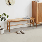 Woven Design Natural Oak Wood Dining Bench Bed
