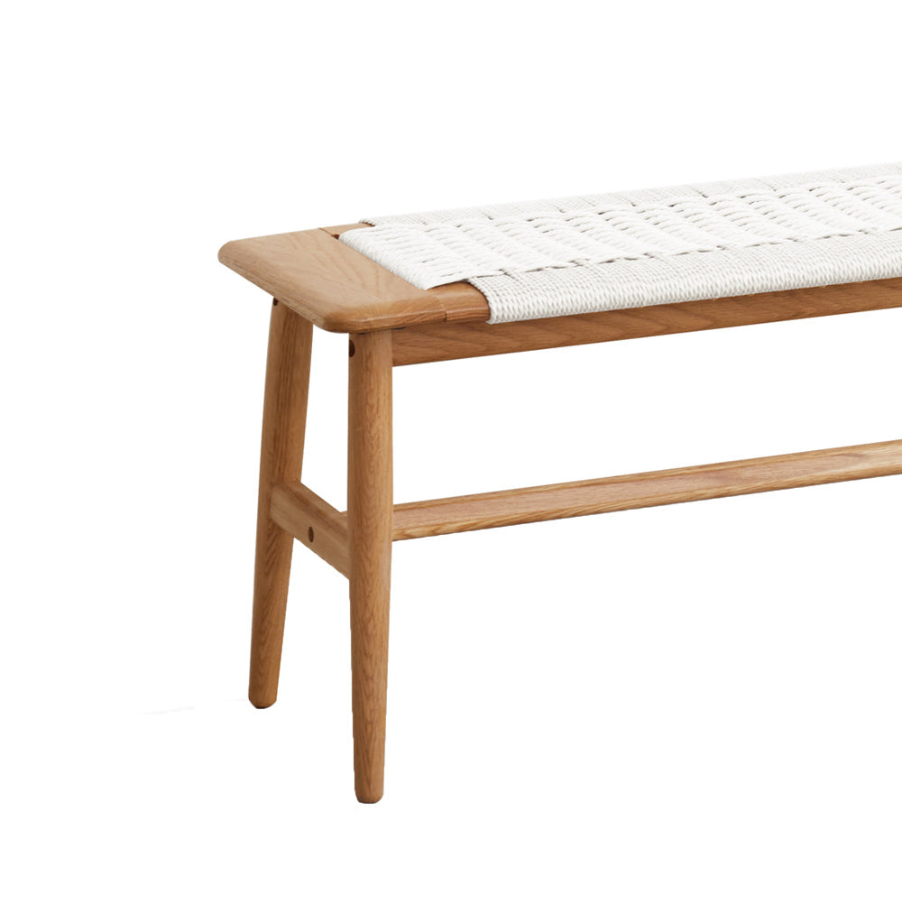 Woven Design Natural Oak Wood Dining Bench Bed