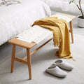 Woven Design Natural Oak Wood Dining Bench Bed