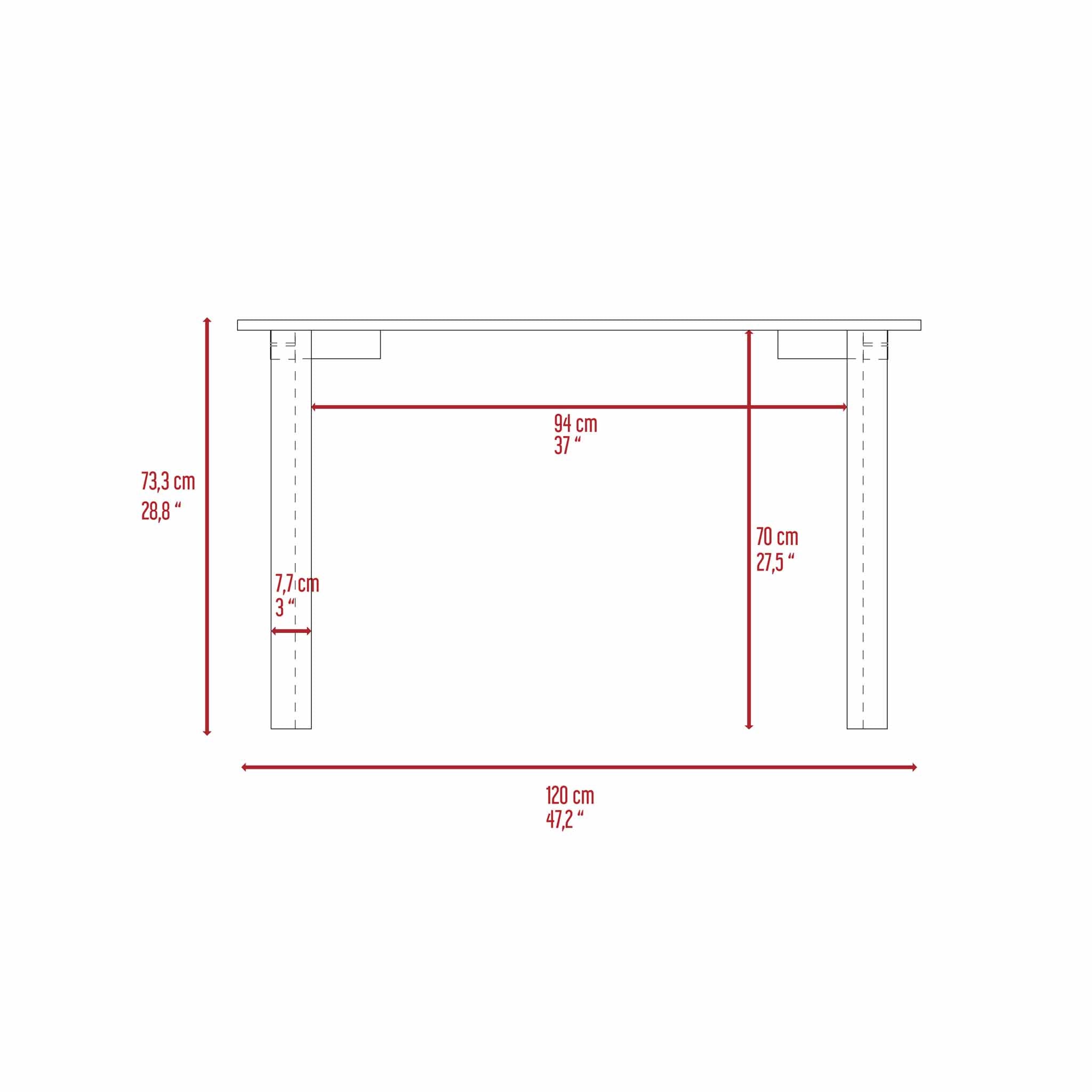 Mahogany Rectangle Writing Desk with Steel Legs